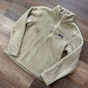 Patagonia Women's Los Gatos Beige Sherpa Fuzzy 1/4 Zip Sz M Gorpcore Hiking FAIR